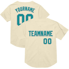Laden Sie das Bild in den Galerie-Viewer, Custom Cream Teal-Gray Mesh Authentic Throwback Baseball Jersey