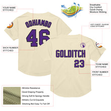 Laden Sie das Bild in den Galerie-Viewer, Custom Cream Purple-Black Mesh Authentic Throwback Baseball Jersey