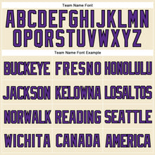 Laden Sie das Bild in den Galerie-Viewer, Custom Cream Purple-Black Mesh Authentic Throwback Baseball Jersey