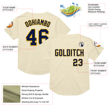 Laden Sie das Bild in den Galerie-Viewer, Custom Cream Navy-Gold Mesh Authentic Throwback Baseball Jersey