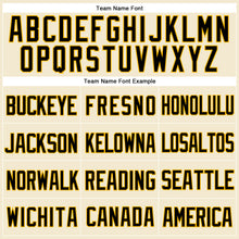 Laden Sie das Bild in den Galerie-Viewer, Custom Cream Black-Gold Mesh Authentic Throwback Baseball Jersey