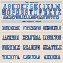 Load image into Gallery viewer, Custom Cream Light Blue-Navy Mesh Authentic Throwback Football Jersey