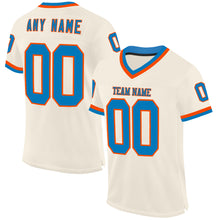 Load image into Gallery viewer, Custom Cream Blue-Orange Mesh Authentic Throwback Football Jersey
