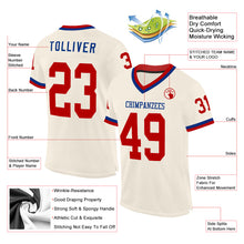 Load image into Gallery viewer, Custom Cream Red-Royal Mesh Authentic Throwback Football Jersey