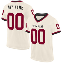 Load image into Gallery viewer, Custom Cream Maroon-Black Mesh Authentic Throwback Football Jersey