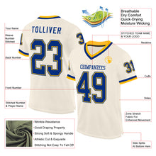 Load image into Gallery viewer, Custom Cream Royal-Gold Mesh Authentic Throwback Football Jersey