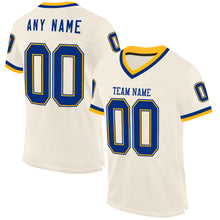 Load image into Gallery viewer, Custom Cream Royal-Gold Mesh Authentic Throwback Football Jersey