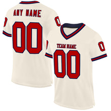Load image into Gallery viewer, Custom Cream Red-Navy Mesh Authentic Throwback Football Jersey