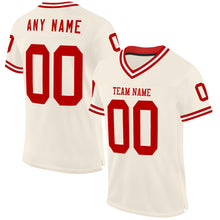 Load image into Gallery viewer, Custom Cream Red-White Mesh Authentic Throwback Football Jersey