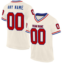 Load image into Gallery viewer, Custom Cream Red Royal-White Mesh Authentic Throwback Football Jersey