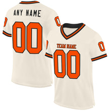 Load image into Gallery viewer, Custom Cream Orange-Black Mesh Authentic Throwback Football Jersey