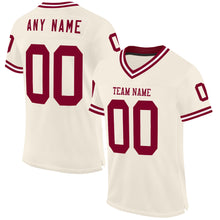 Load image into Gallery viewer, Custom Cream Maroon-White Mesh Authentic Throwback Football Jersey