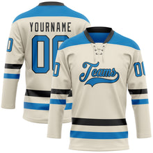 Load image into Gallery viewer, Custom Cream Blue-Black Hockey Lace Neck Jersey