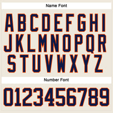 Laden Sie das Bild in den Galerie-Viewer, Custom Cream Navy-Orange Hockey Lace Neck Jersey