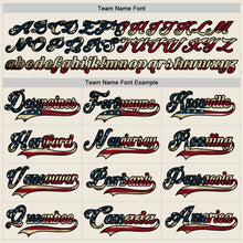 Загрузить изображение в средство просмотра галереи, Custom Cream Vintage USA Flag Black-Maroon Hockey Lace Neck Jersey