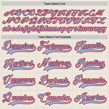 Load image into Gallery viewer, Custom Cream Light Blue-Red Hockey Lace Neck Jersey