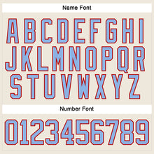 Load image into Gallery viewer, Custom Cream Light Blue-Red Hockey Lace Neck Jersey