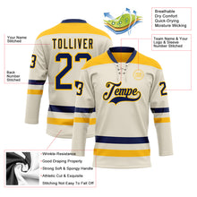Загрузить изображение в средство просмотра галереи, Custom Cream Navy-Gold Hockey Lace Neck Jersey