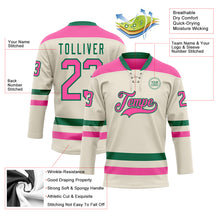 Laden Sie das Bild in den Galerie-Viewer, Custom Cream Pink-Kelly Green Hockey Lace Neck Jersey