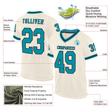 Load image into Gallery viewer, Custom Cream Teal-Black Mesh Authentic Throwback Football Jersey