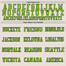 Load image into Gallery viewer, Custom Cream Navy-Neon Green Mesh Authentic Throwback Football Jersey