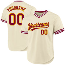 Загрузить изображение в средство просмотра галереи, Custom Cream Maroon Gold-White Authentic Throwback Baseball Jersey