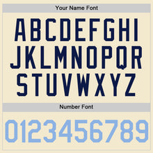 Загрузить изображение в средство просмотра галереи, Custom Cream Light Blue-Navy Authentic Throwback Baseball Jersey