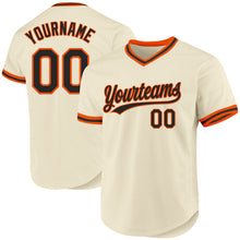 Загрузить изображение в средство просмотра галереи, Custom Cream Black-Orange Authentic Throwback Baseball Jersey