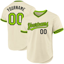 Загрузить изображение в средство просмотра галереи, Custom Cream Neon Green-Black Authentic Throwback Baseball Jersey