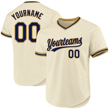 Загрузить изображение в средство просмотра галереи, Custom Cream Navy-Old Gold Authentic Throwback Baseball Jersey