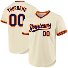 Загрузить изображение в средство просмотра галереи, Custom Cream Navy-Orange Authentic Throwback Baseball Jersey