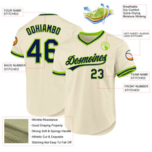 Загрузить изображение в средство просмотра галереи, Custom Cream Navy-Neon Green Authentic Throwback Baseball Jersey