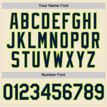 Загрузить изображение в средство просмотра галереи, Custom Cream Navy-Neon Green Authentic Throwback Baseball Jersey