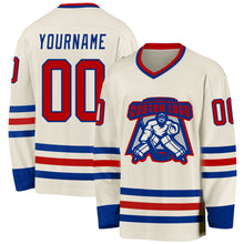 Load image into Gallery viewer, Custom Cream Red-Royal Hockey Jersey