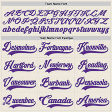 Загрузить изображение в средство просмотра галереи, Custom Cream Purple-Gray Hockey Jersey