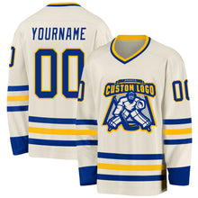 Laden Sie das Bild in den Galerie-Viewer, Custom Cream Royal-Gold Hockey Jersey