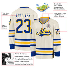 Laden Sie das Bild in den Galerie-Viewer, Custom Cream Royal-Gold Hockey Jersey