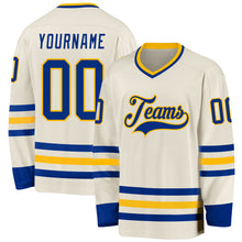 Laden Sie das Bild in den Galerie-Viewer, Custom Cream Royal-Gold Hockey Jersey