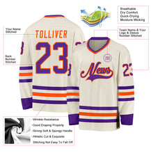 Charger l'image dans la galerie, Custom Cream Purple-Orange Hockey Jersey