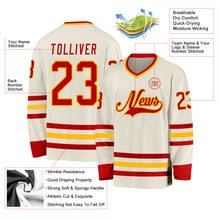 Laden Sie das Bild in den Galerie-Viewer, Custom Cream Red-Gold Hockey Jersey