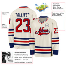 Charger l'image dans la galerie, Custom Cream Red Navy-White Hockey Jersey