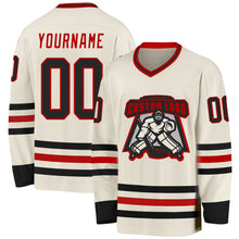 Загрузить изображение в средство просмотра галереи, Custom Cream Black-Red Hockey Jersey