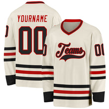 Загрузить изображение в средство просмотра галереи, Custom Cream Black-Red Hockey Jersey