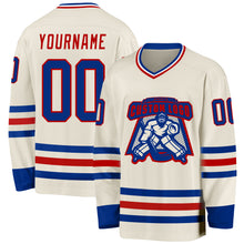 Charger l'image dans la galerie, Custom Cream Royal Red-White Hockey Jersey