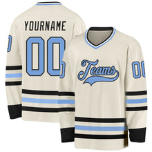 Charger l'image dans la galerie, Custom Cream Light Blue Black-White Hockey Jersey