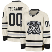Laden Sie das Bild in den Galerie-Viewer, Custom Cream Black-Gray Hockey Jersey