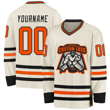 Laden Sie das Bild in den Galerie-Viewer, Custom Cream Orange-Black Hockey Jersey