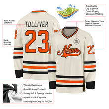 Laden Sie das Bild in den Galerie-Viewer, Custom Cream Orange-Black Hockey Jersey