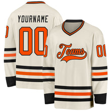 Laden Sie das Bild in den Galerie-Viewer, Custom Cream Orange-Black Hockey Jersey