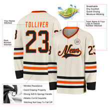 Laden Sie das Bild in den Galerie-Viewer, Custom Cream Black-Orange Hockey Jersey